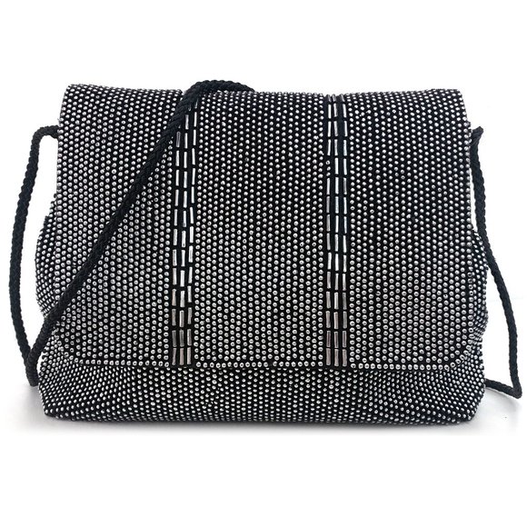 LA REGALE Women's Beaded Clutch Crossbody Handbag Purse in Black - Picture 1 of 10